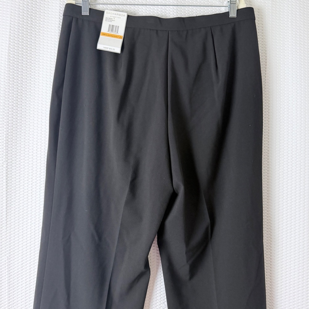 Sag Harbor Dress Pants Women 16W Black Stretch Straight Leg Workwear Dressy - Picture 3 of 7